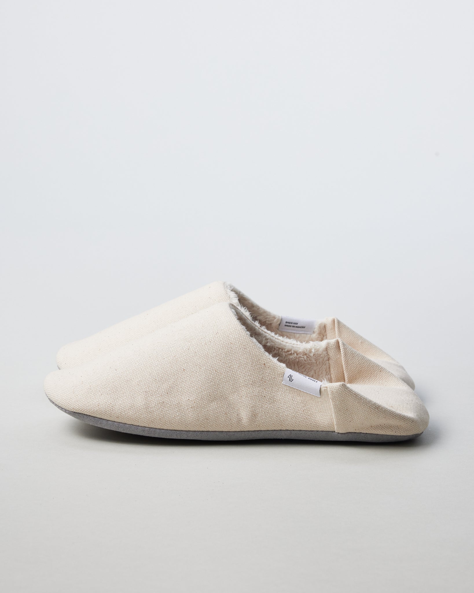 ABE Wool-Lined Canvas Home Shoes in Natural - GOOD FRIEND