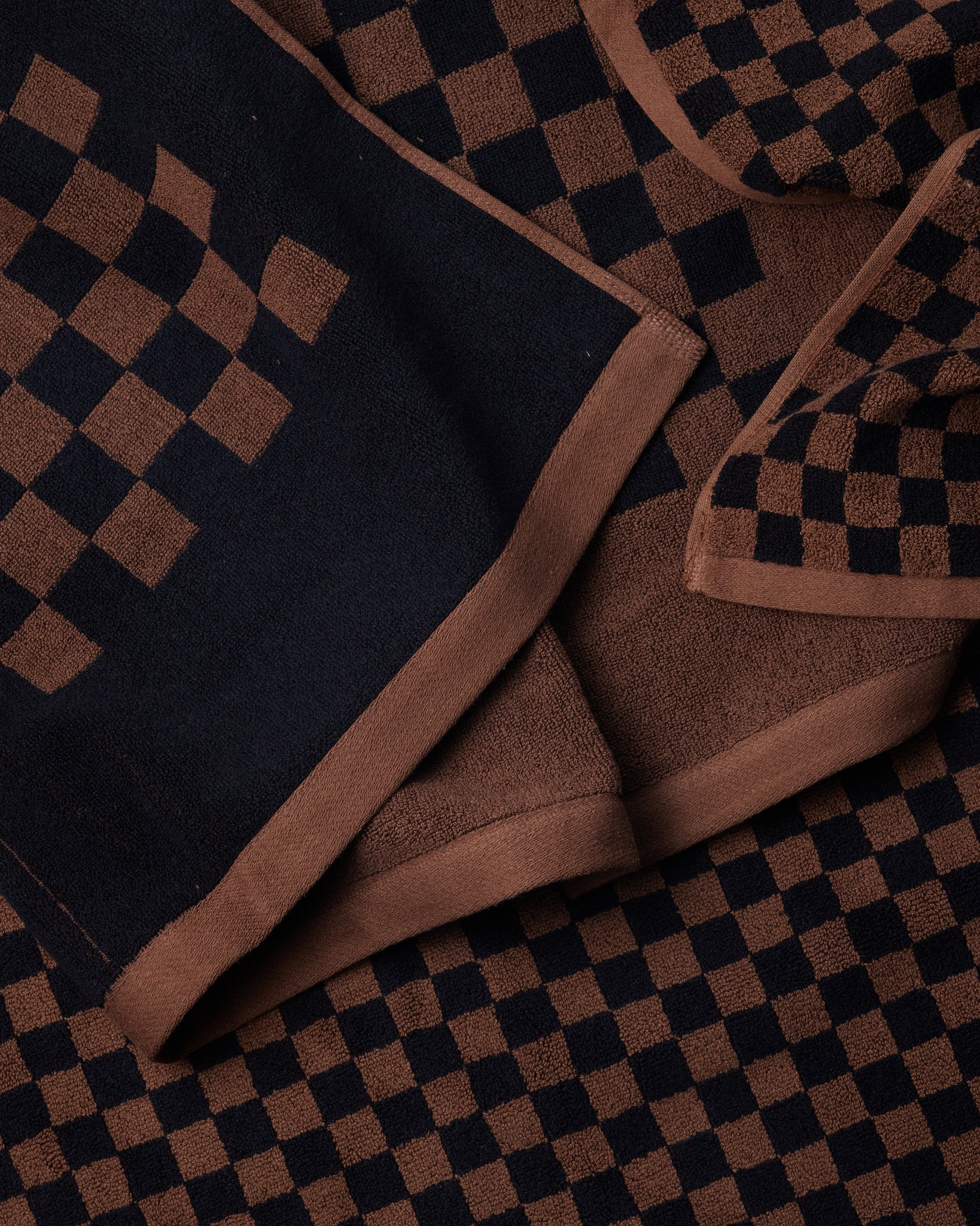 Brown and Black Checkered Towels - GOOD FRIEND