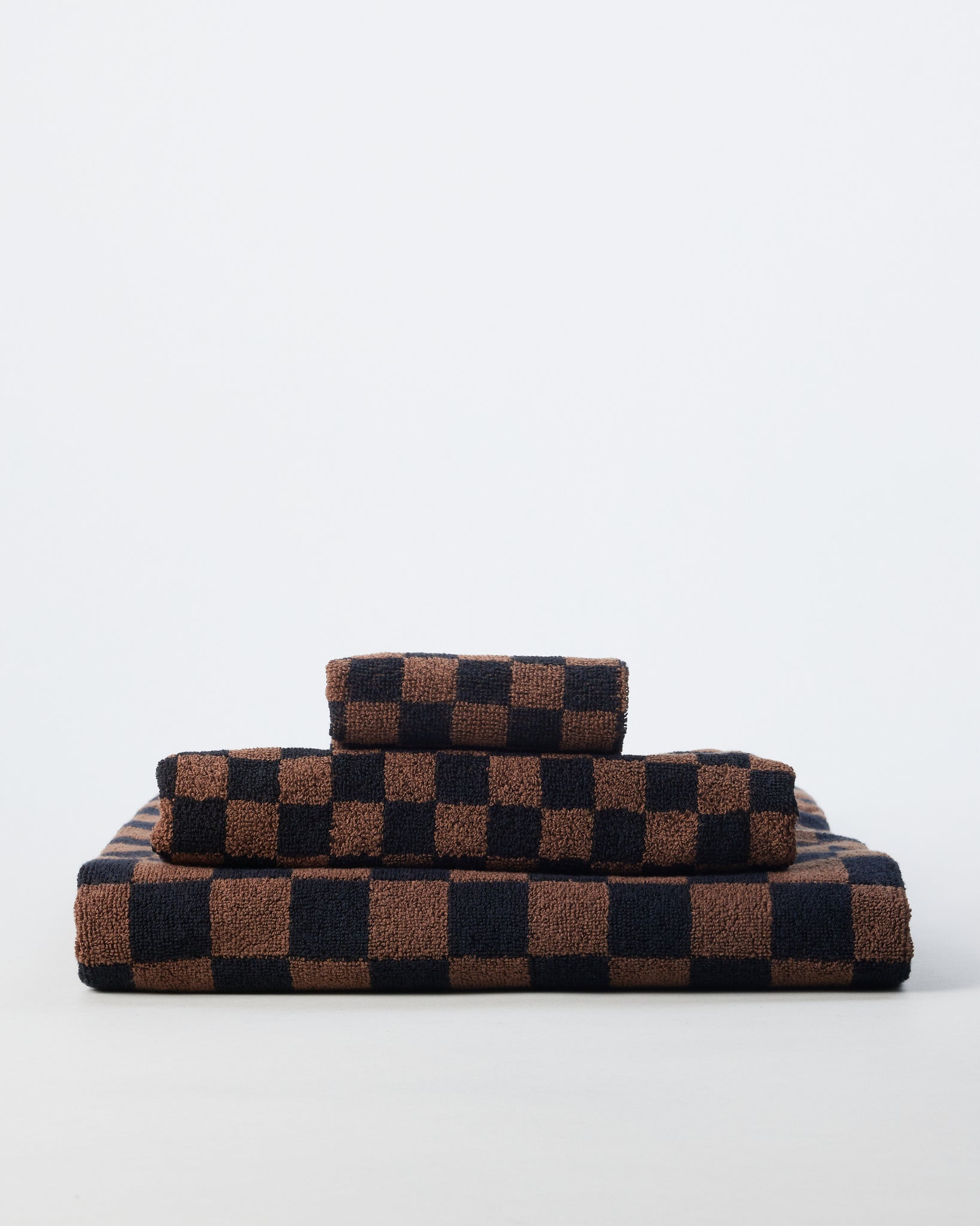 Brown and Black Checkered Towels - GOOD FRIEND