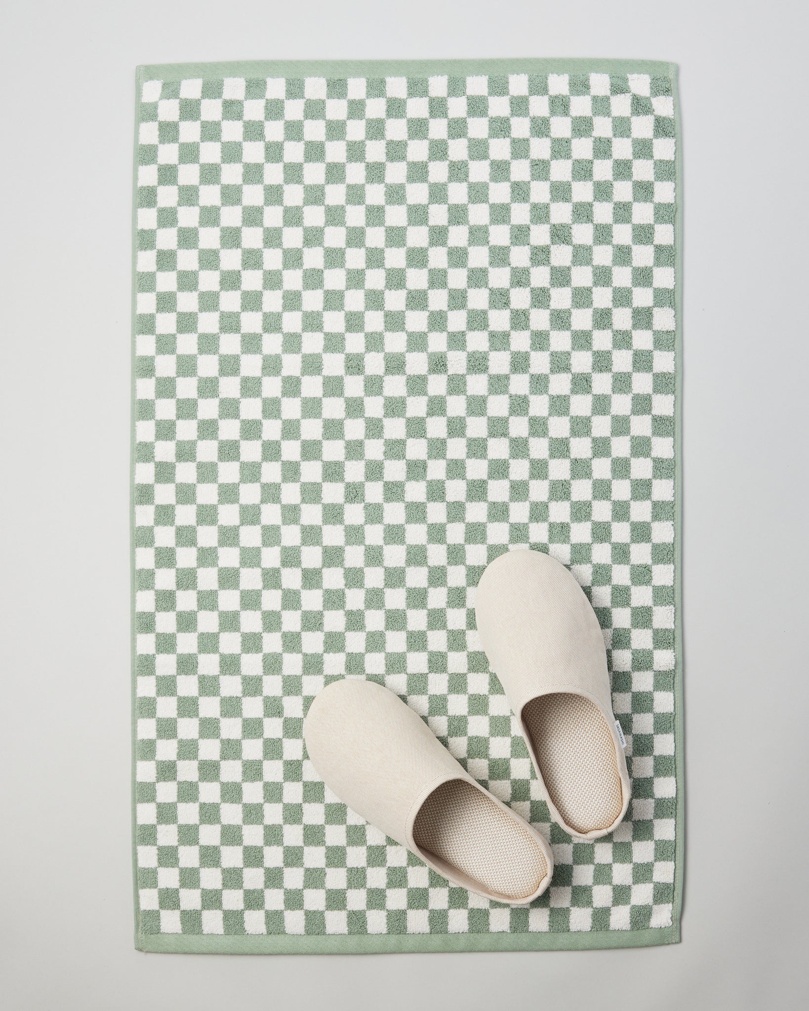 Green and White Checkered Bath Mat - GOOD FRIEND