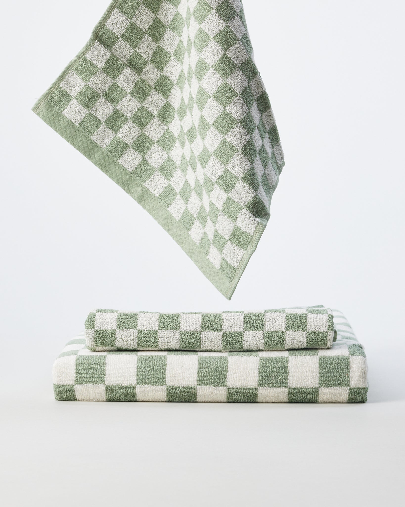 Green and White Checkered Towels - GOOD FRIEND