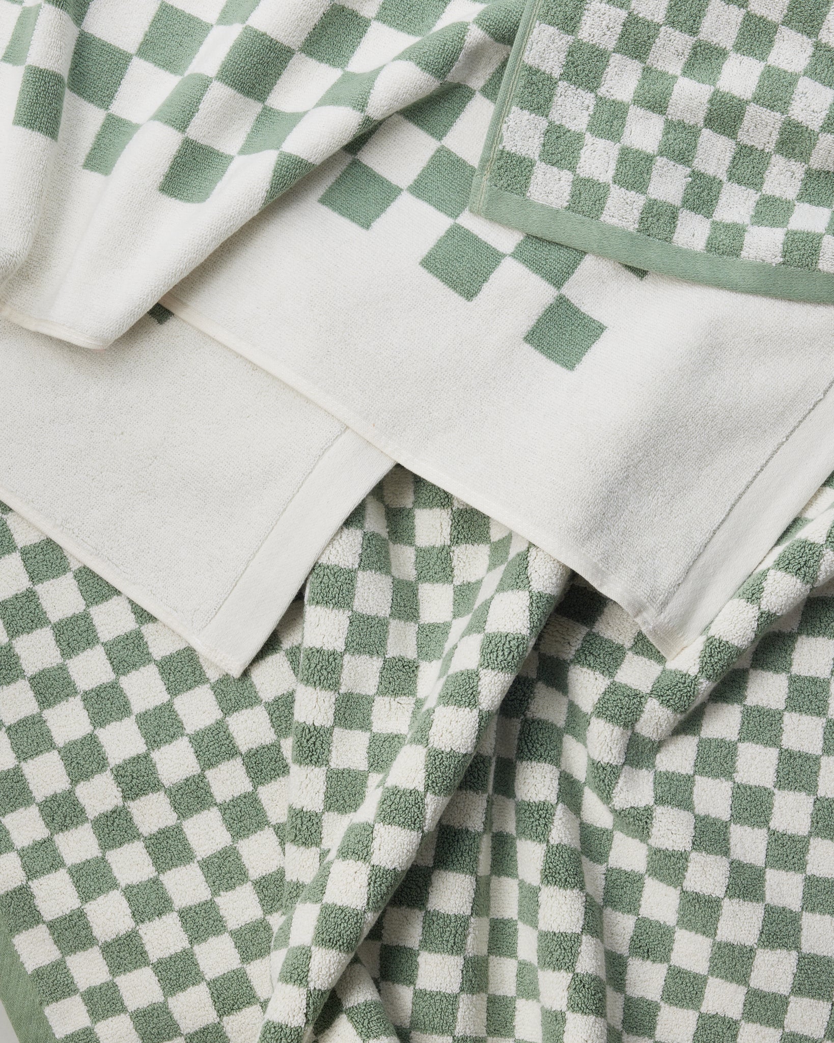 Green and White Checkered Towels - GOOD FRIEND