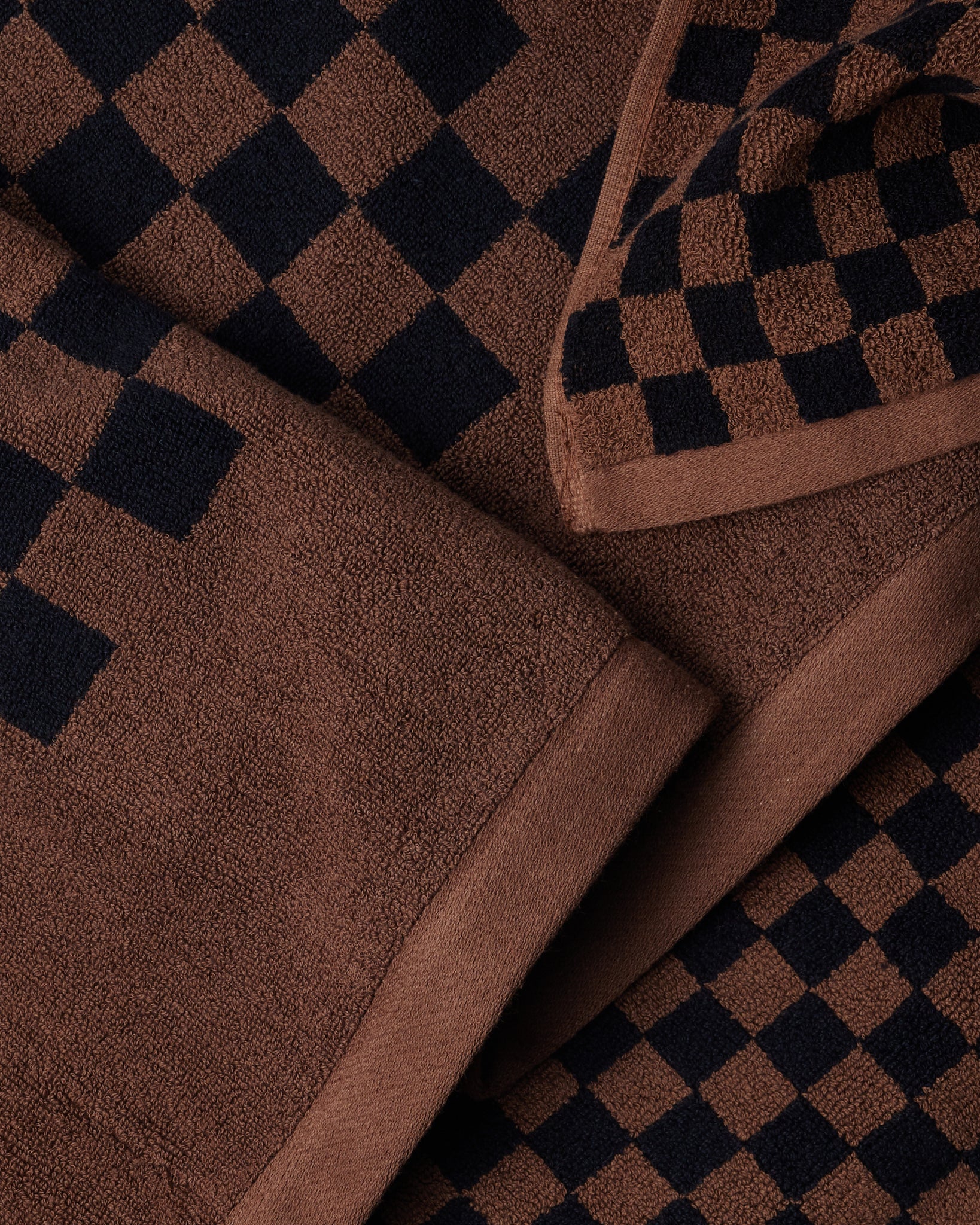 Brown and Black Checkered Towels - GOOD FRIEND