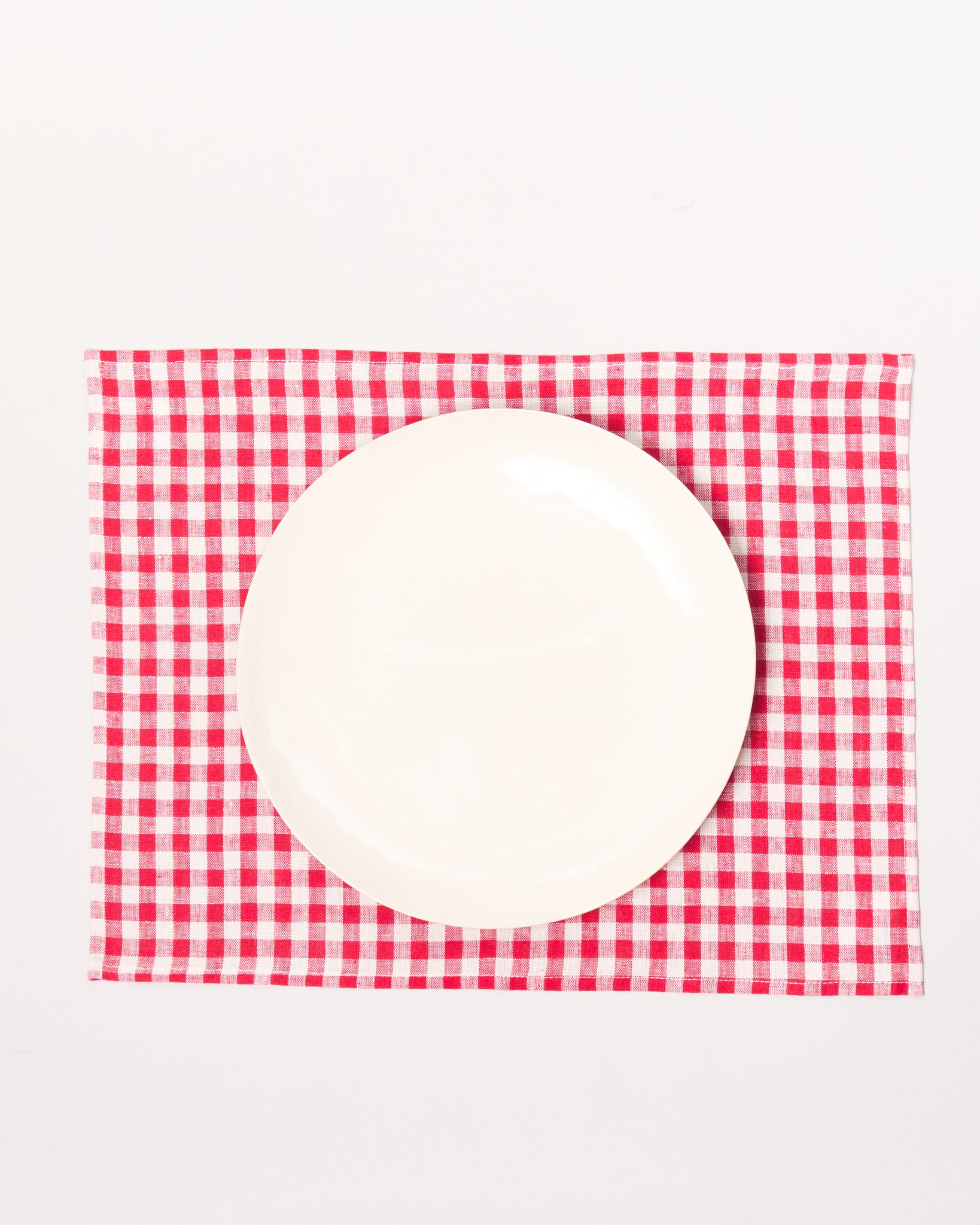 Linen Placemats in Red Check, Set of 4 - GOOD FRIEND